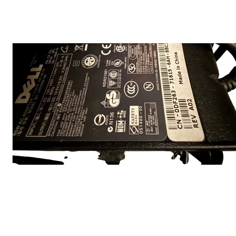 Pre-Owned Dell AC Adapter 65W Laptop ChargerOEM Power Supply